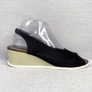 Arche Shoe Womens 39 9 Suryli Slingback Sandal Black Nubuck Wedge Peep Toe Comfy